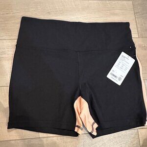 ATHLETA WOMENS ELATION TIPED SHORTIE BIKE SHORTS NEW BLACK PEACH XL